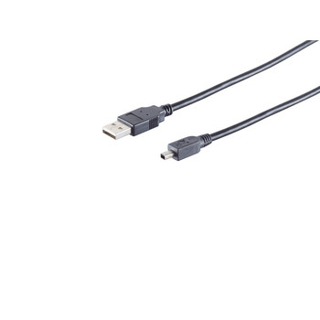 USB-A Adapterkabel, Mini-B 4p, 2.0, schwarz, 2m
